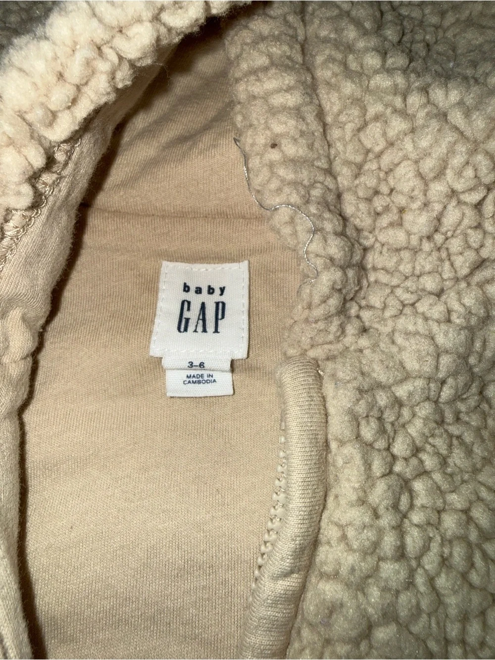 GAP Cream Teddy Sherpa Baby One-Piece with Hood